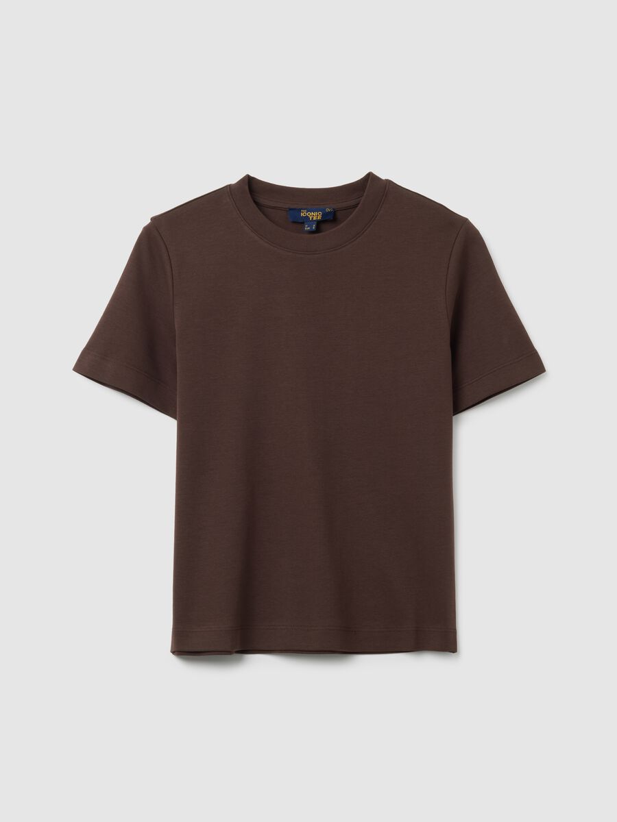 T-shirt in puro cotone marrone regular fit_4