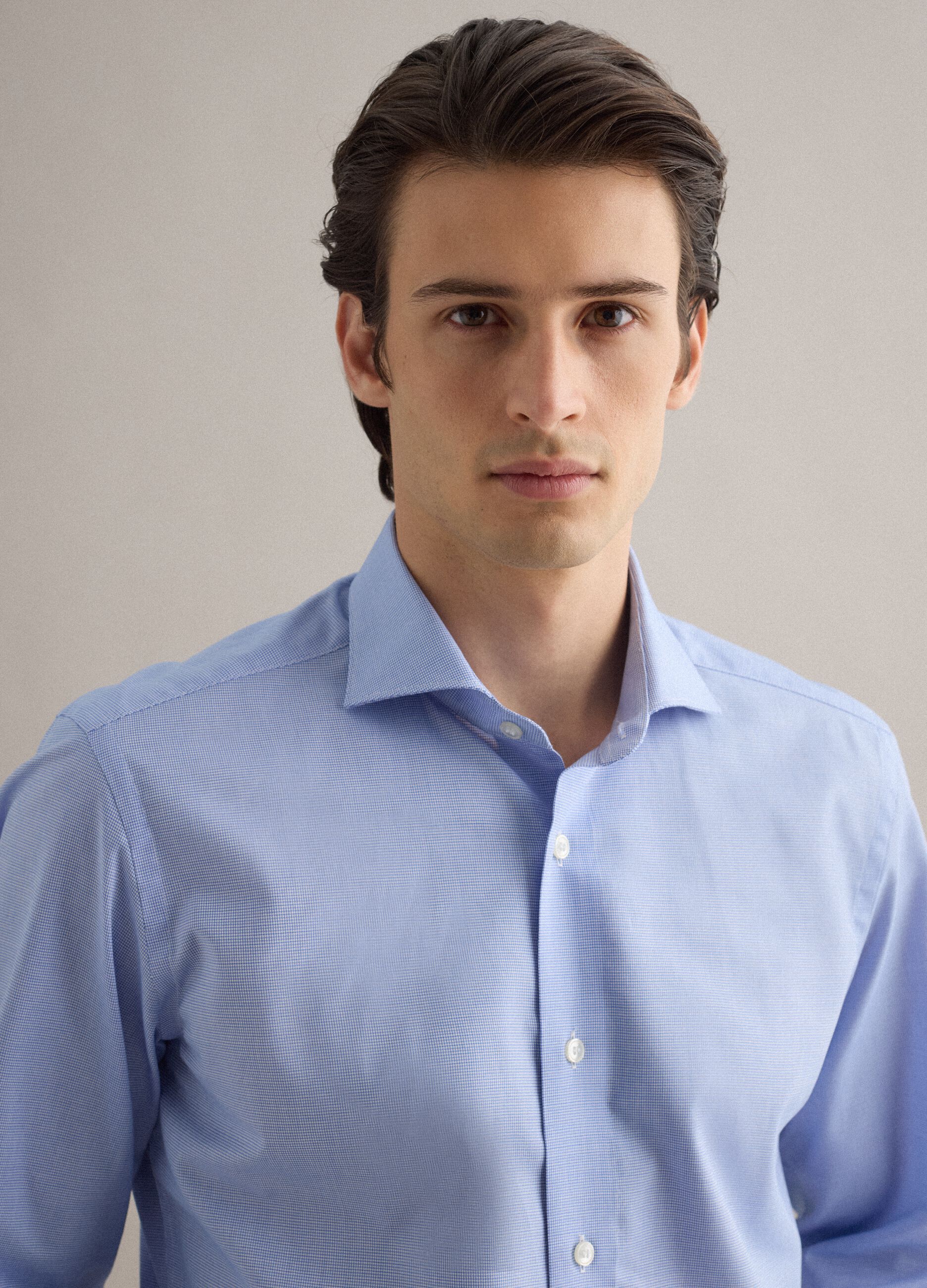 Blue Slim Fit Pure Cotton Shirt