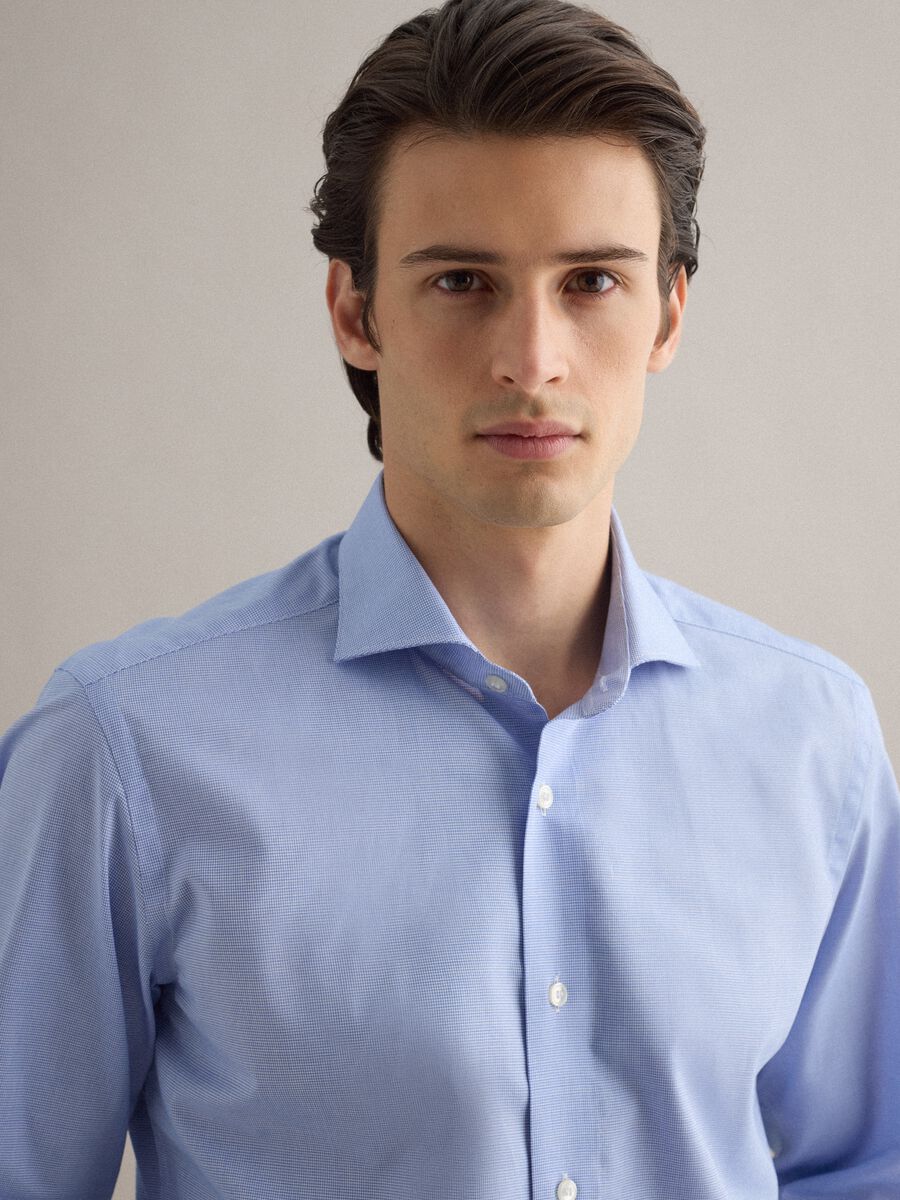 Blue Slim Fit Pure Cotton Shirt_3