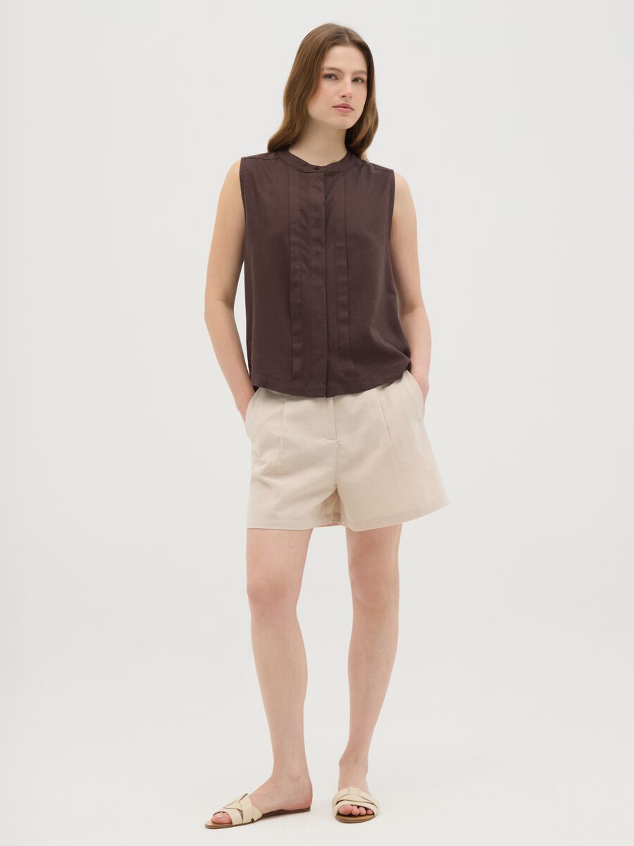 Shorts da donna in puro cotone beige regular fit_0