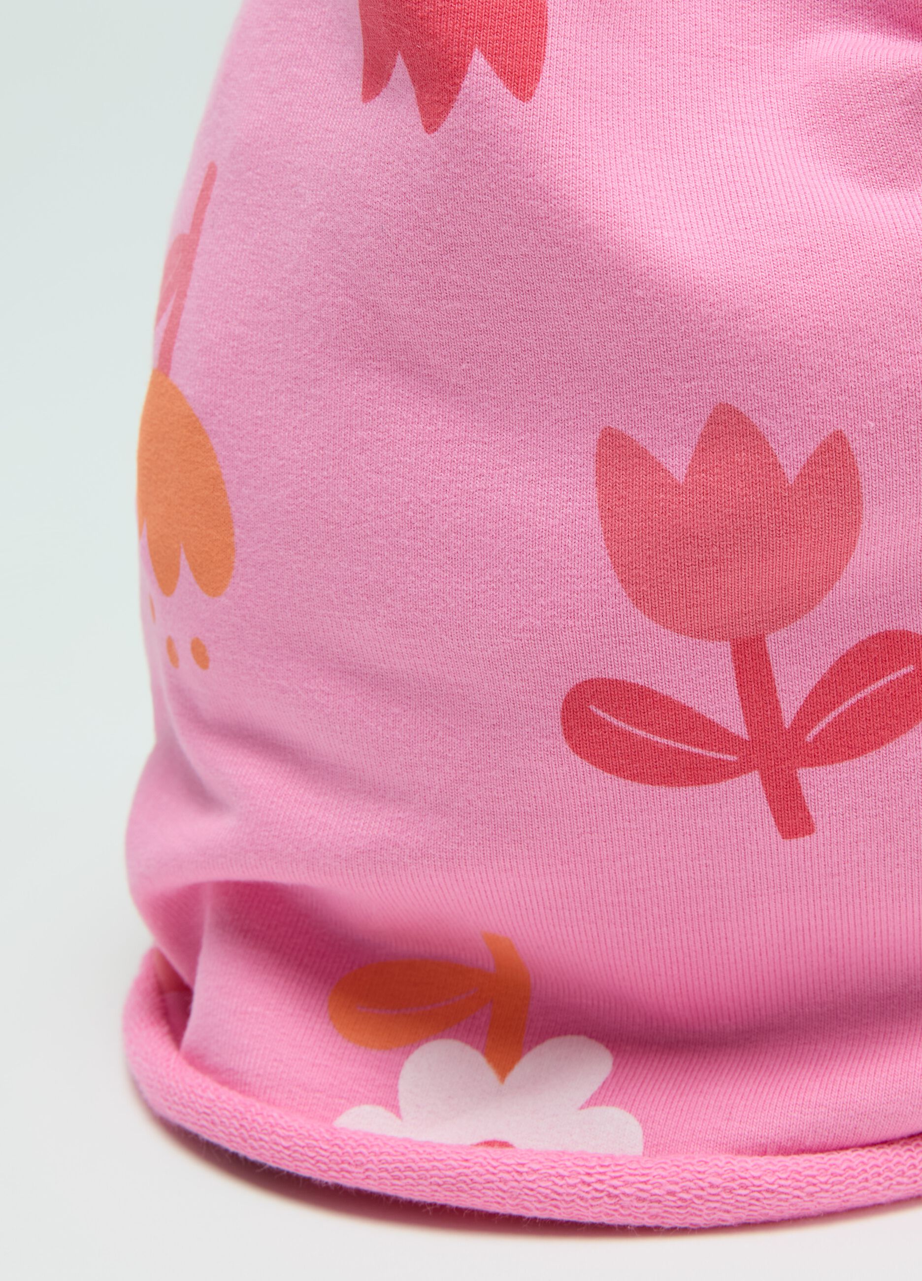 French terry hat with flowers print