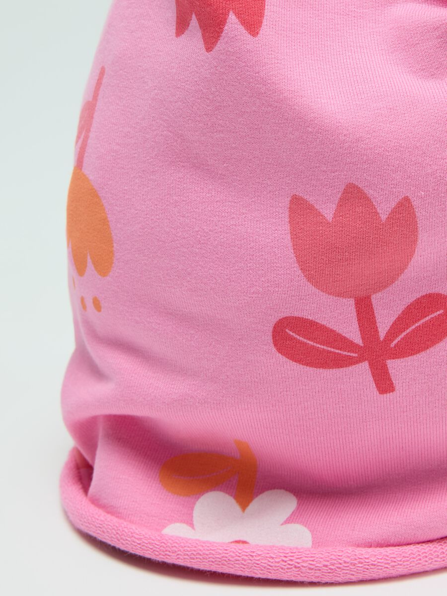 French terry hat with flowers print_2