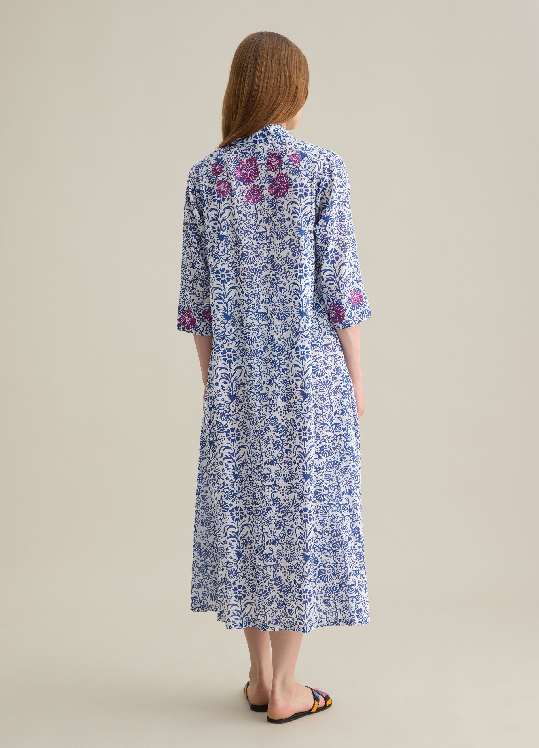 Abito lungo da donna in puro cotone multicolor
