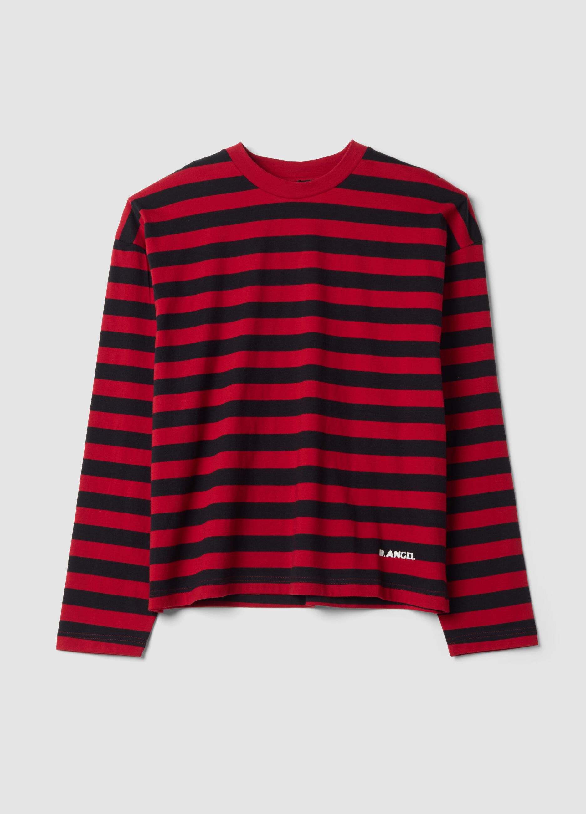 T-shirt rossa e blu girocollo in puro cotone over fit