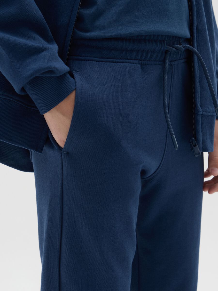 Pantaloni jogger da ragazzo in puro cotone blu regular fit_3