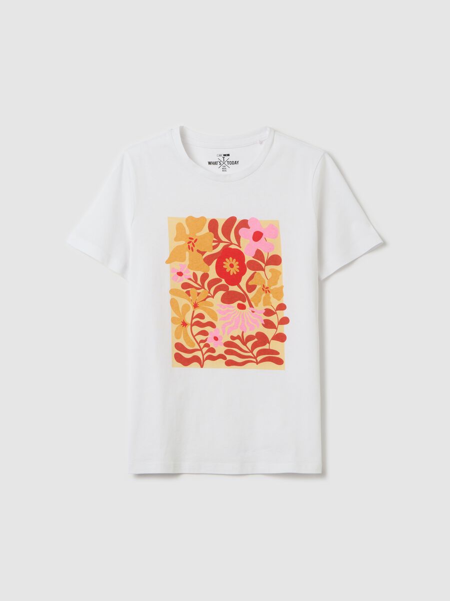 White T-shirt with floral print by Ovs_4