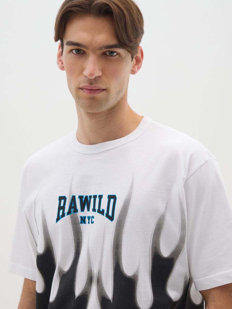 T-shirt in puro cotone multicolor con stampe_3