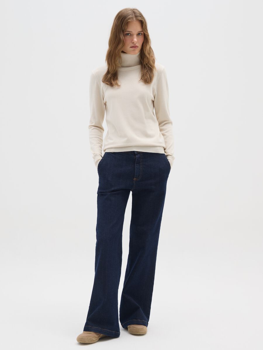 Beige High Neck Regular Fit Jumper_1