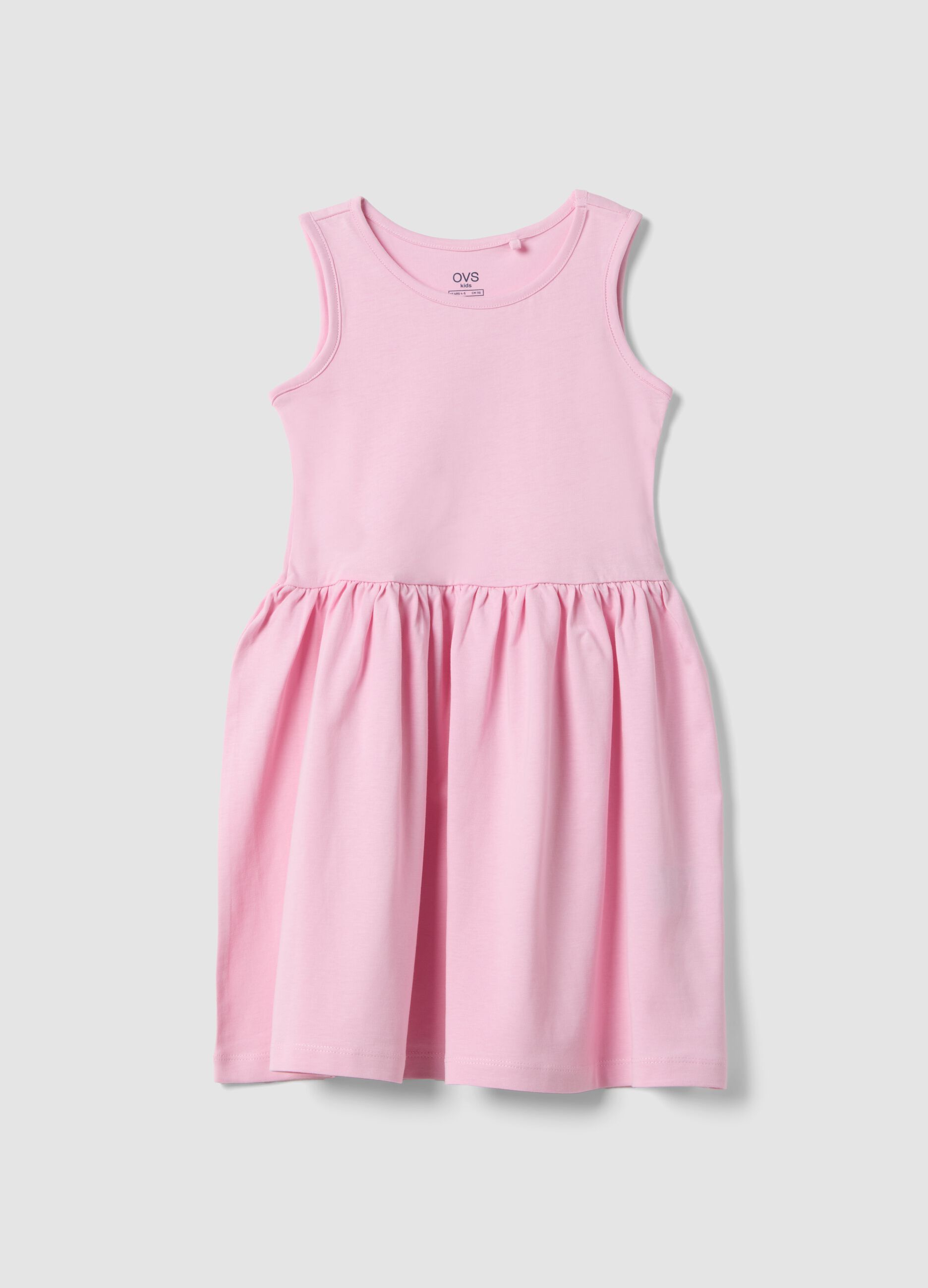 Girls' Sleeveless Pink Pure Cotton Dress - Regular Fit