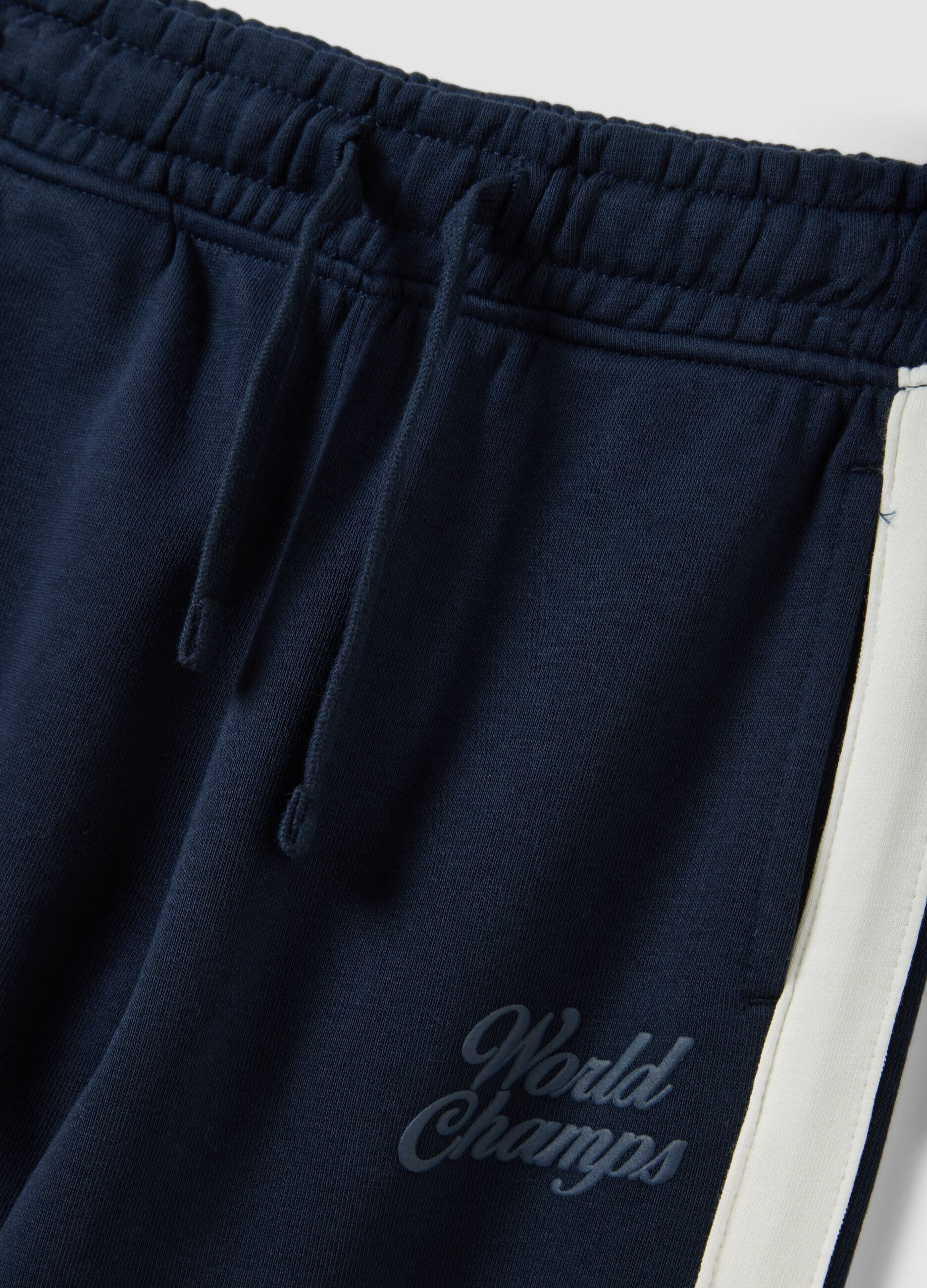 Blue cotton-blend tracksuit with crew neck