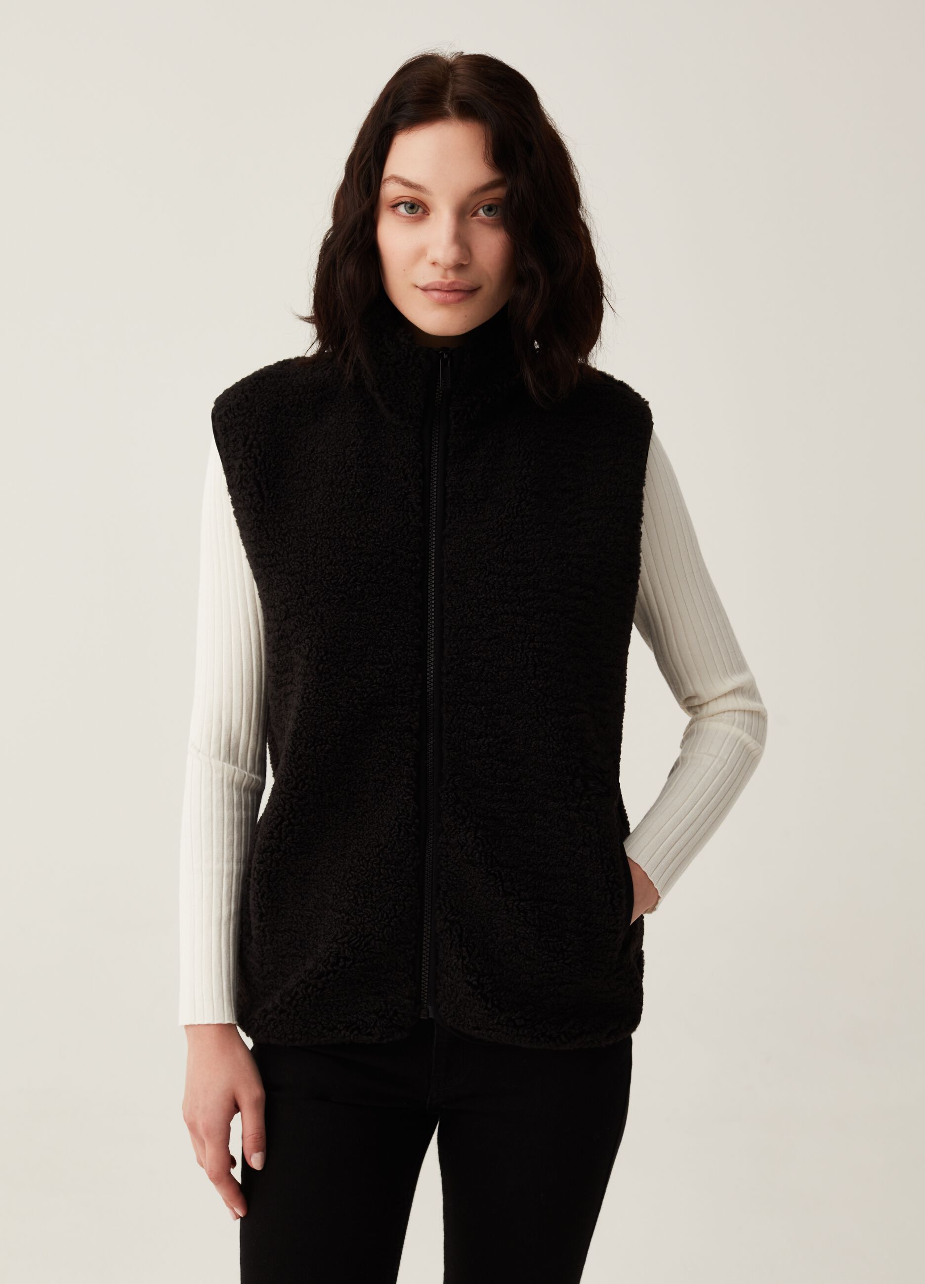 Gilet full-zip in pile borg_1