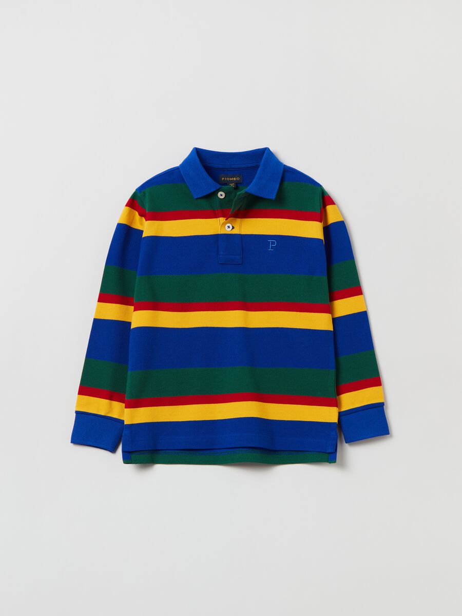 Polo in cotone a righe con ricamo_3