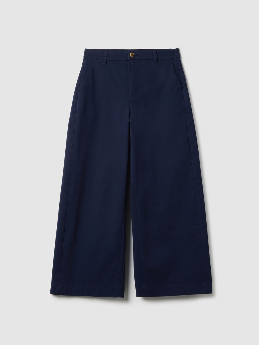 Blue Stretch Cotton Regular Fit Chino Trousers_4