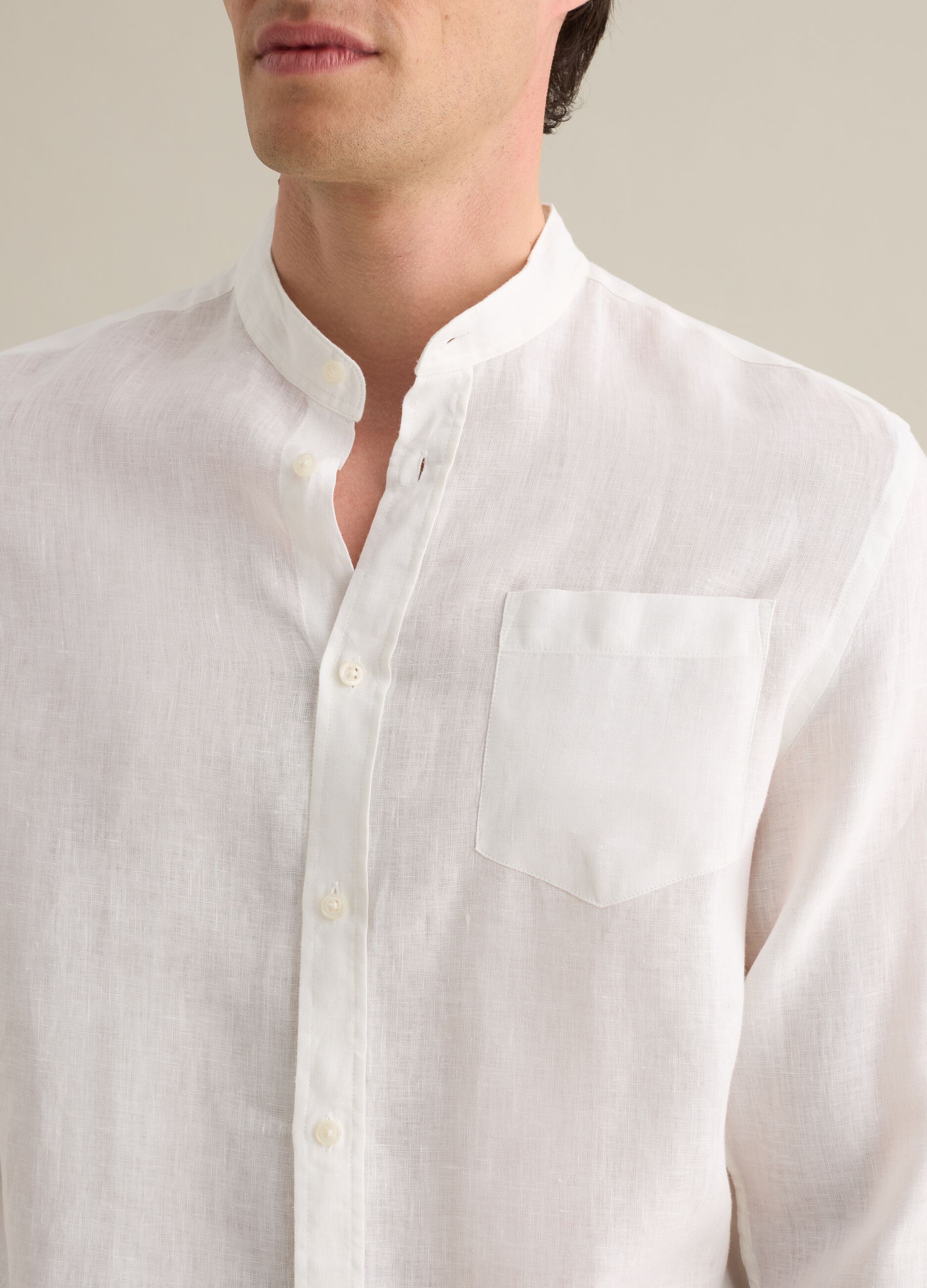 Camicia da uomo in puro lino bianco regular fit