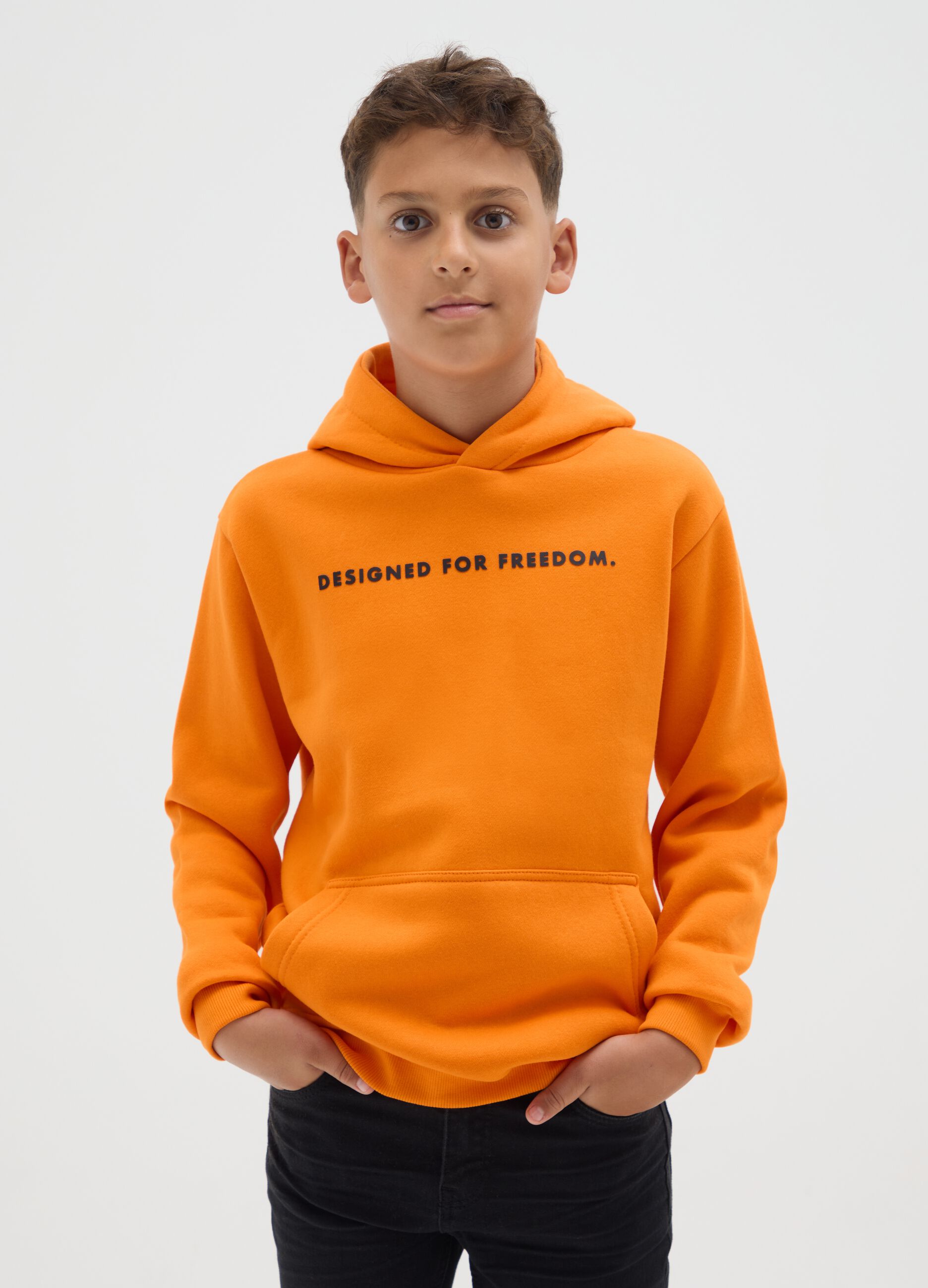 Orange cotton blend regular fit children's sweatshirt