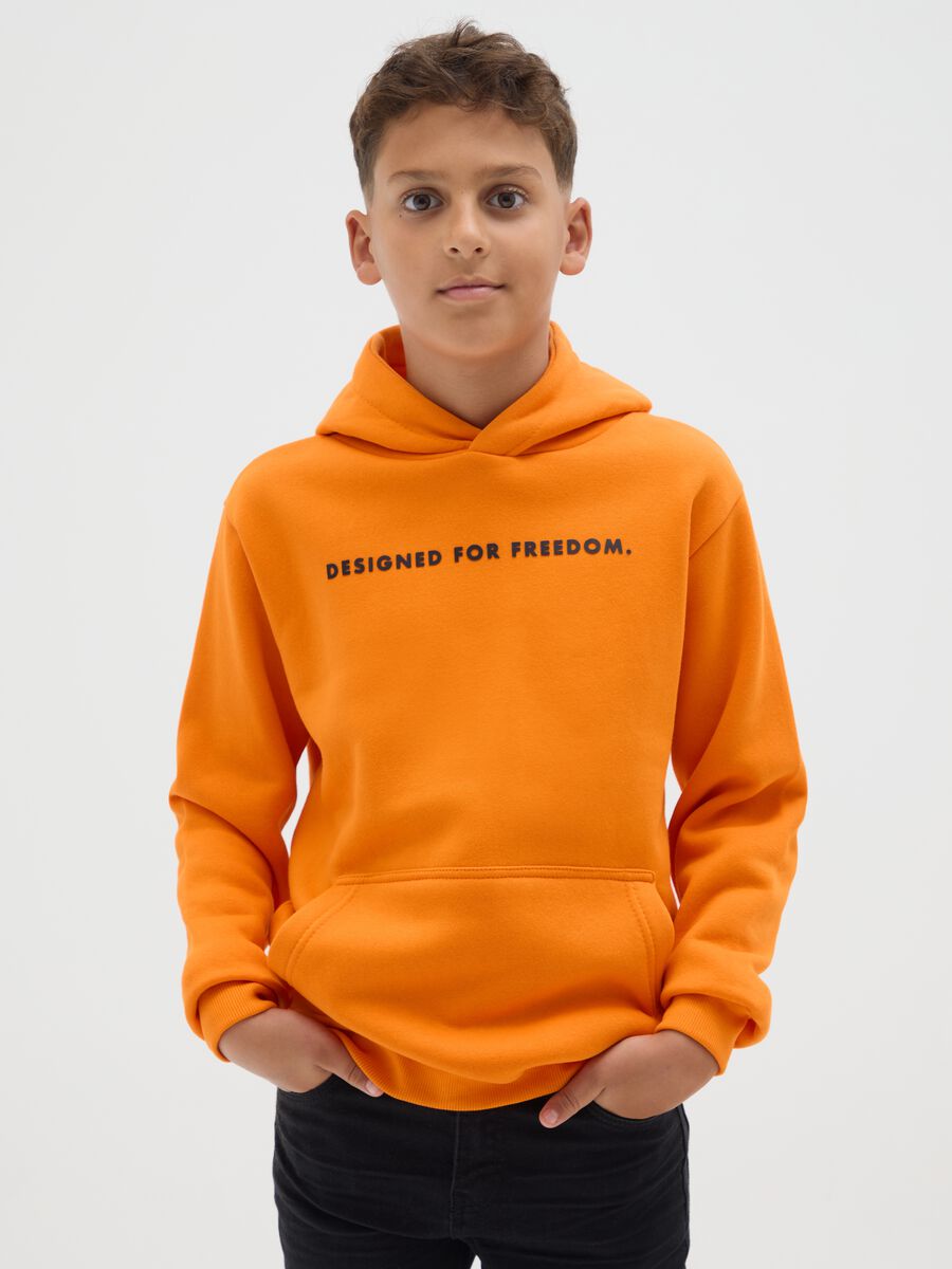 Orange cotton blend regular fit children's sweatshirt_0
