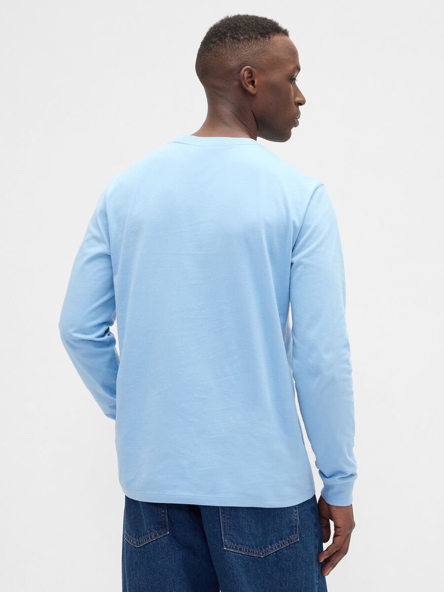 Long-sleeved blue cotton shirt_1
