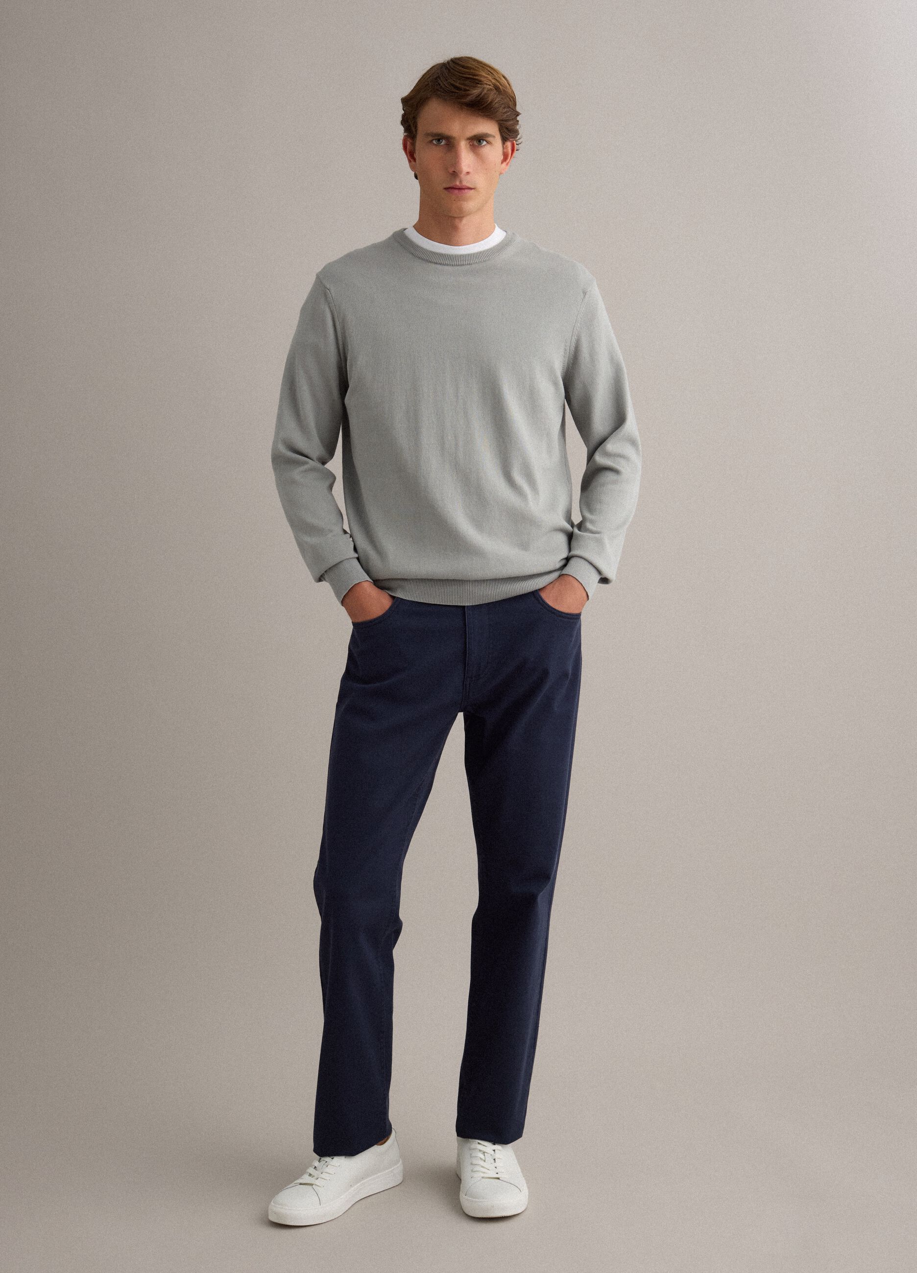Grey pure cotton jumper regular fit