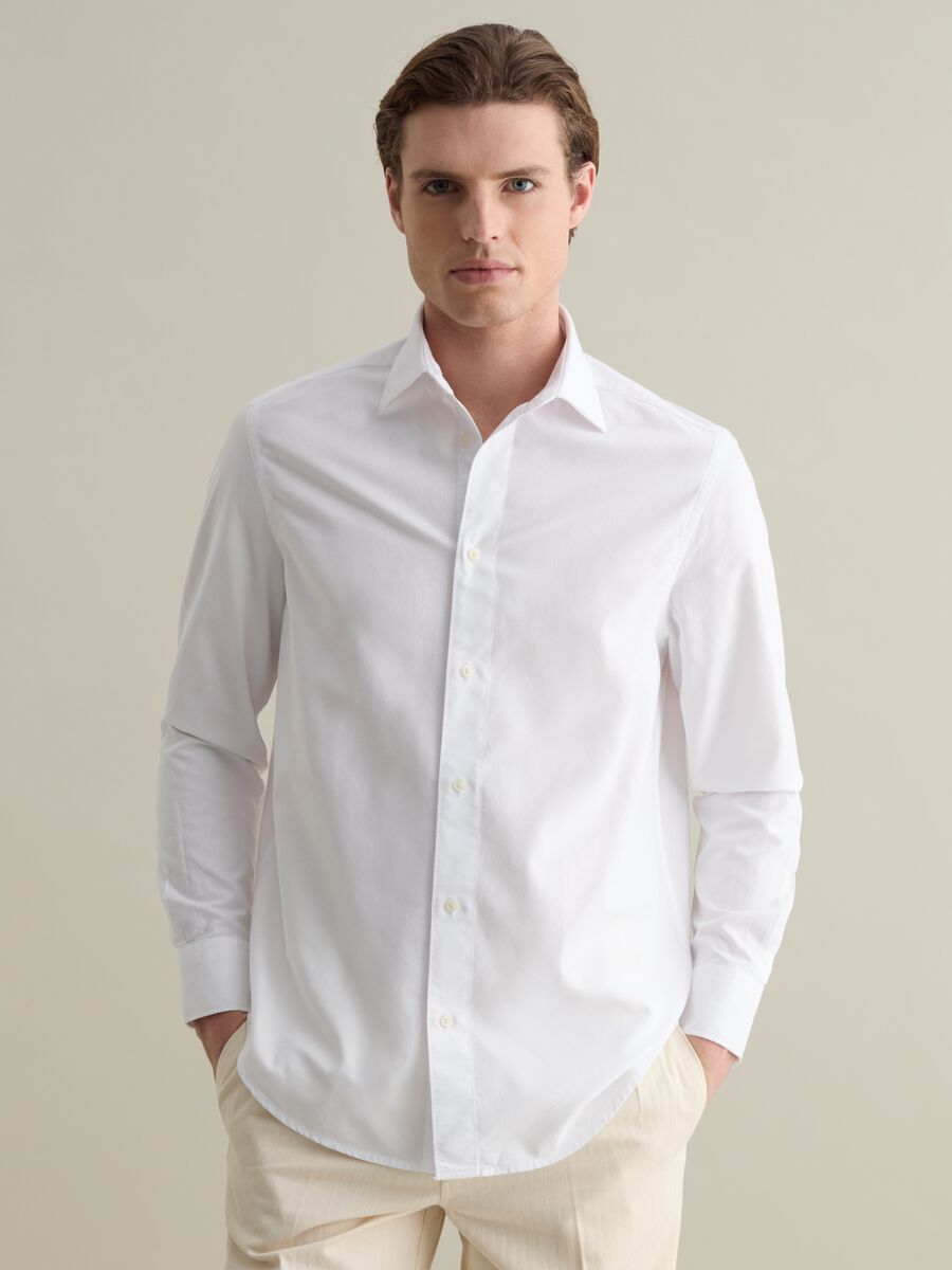 Shirt in solid colour Oxford cotton_0