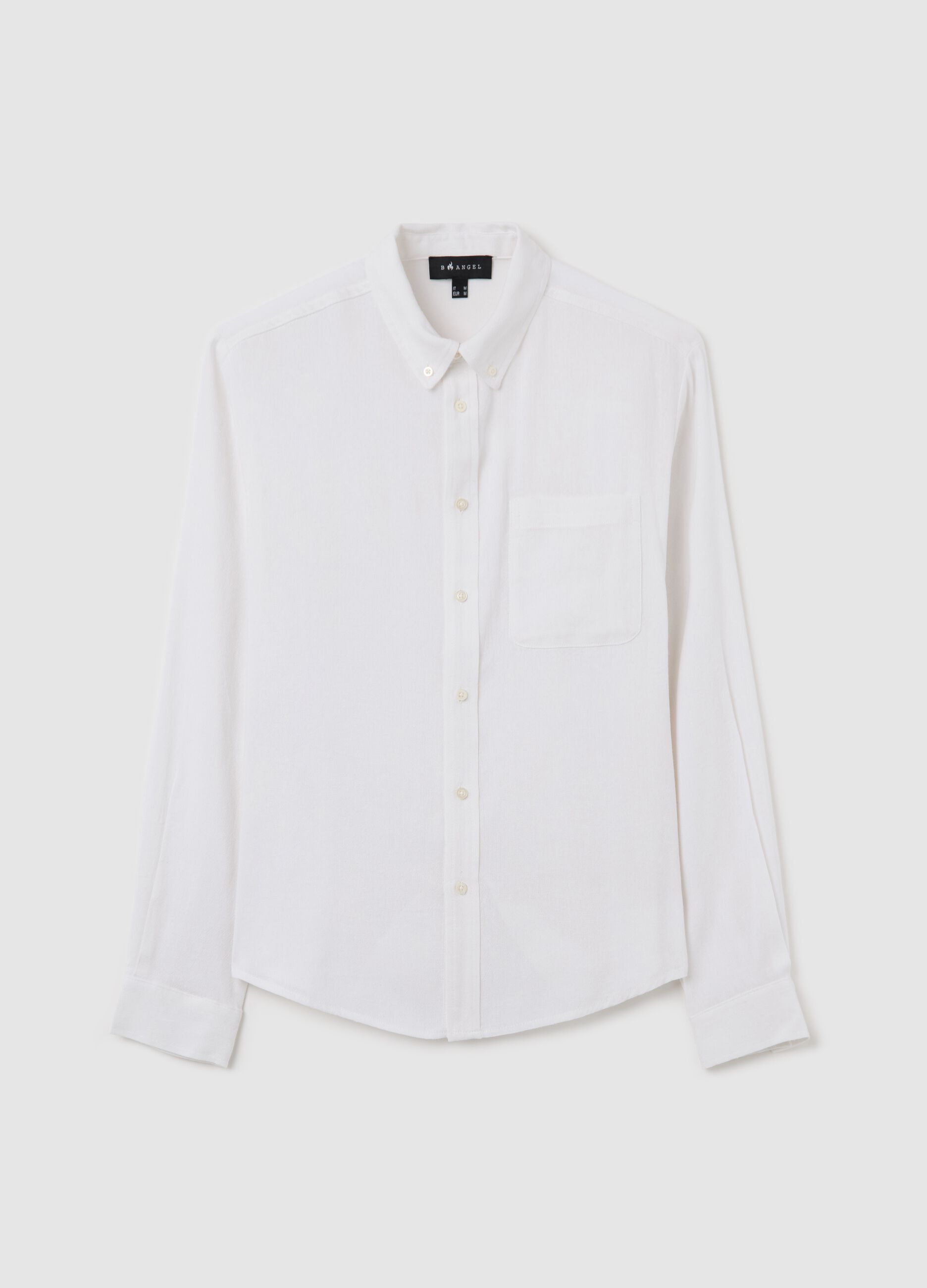 Camicia bianca in cotone viscosa e lino