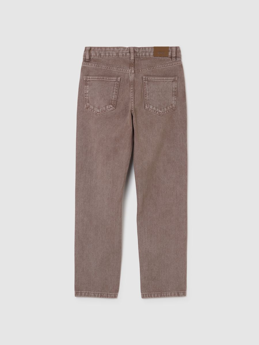 Boys' brown jeans in pure cotton regular fit_1