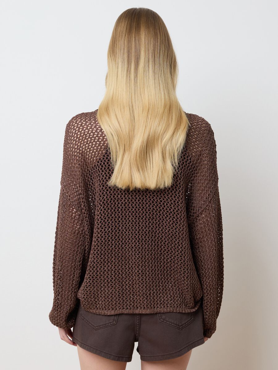 Les Copains Brown Mesh Sweater_3