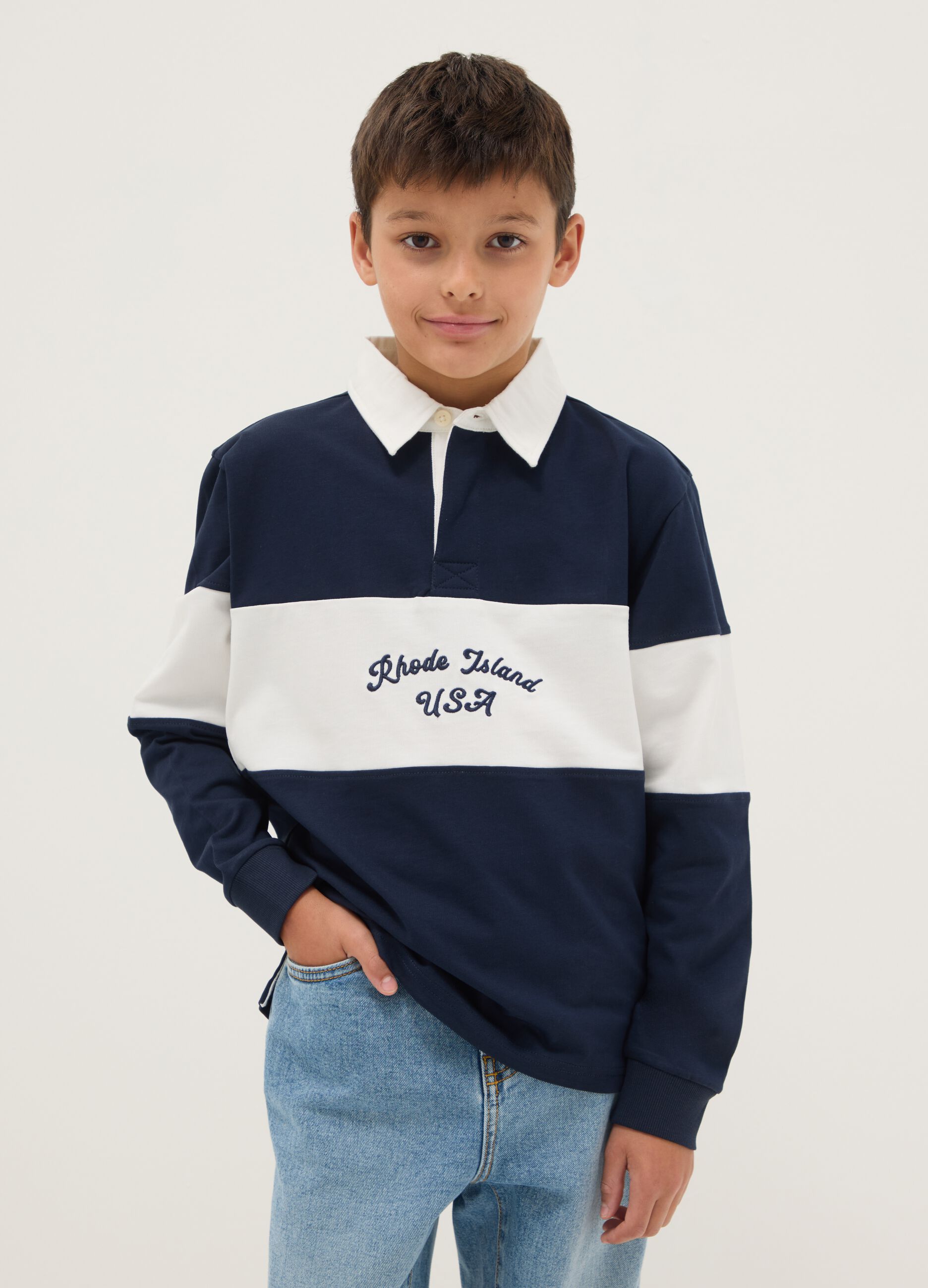 Boy's regular fit pure cotton multicolour striped polo shirt