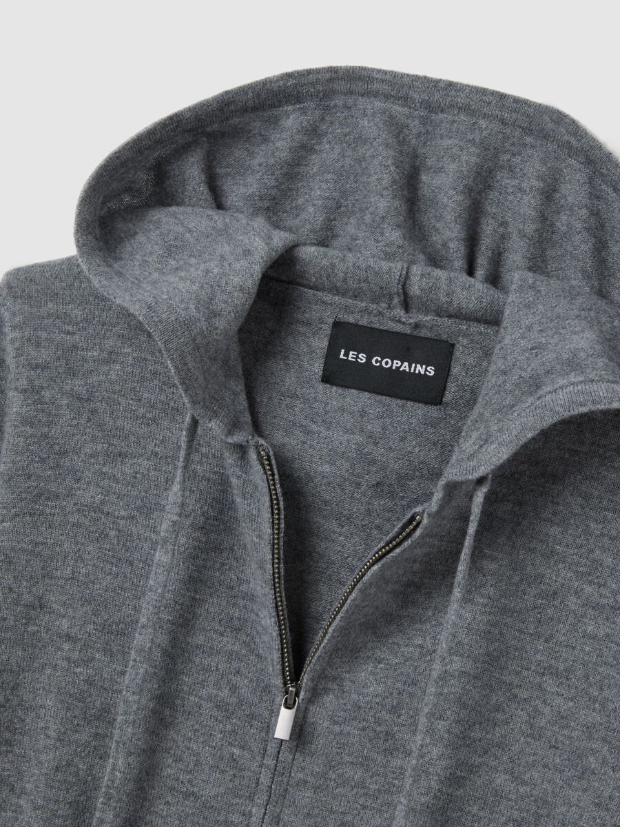 Cardigan in pura lana grigio regular fit_5