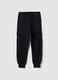 Black cotton-blend joggers with cargo pockets for boys_4