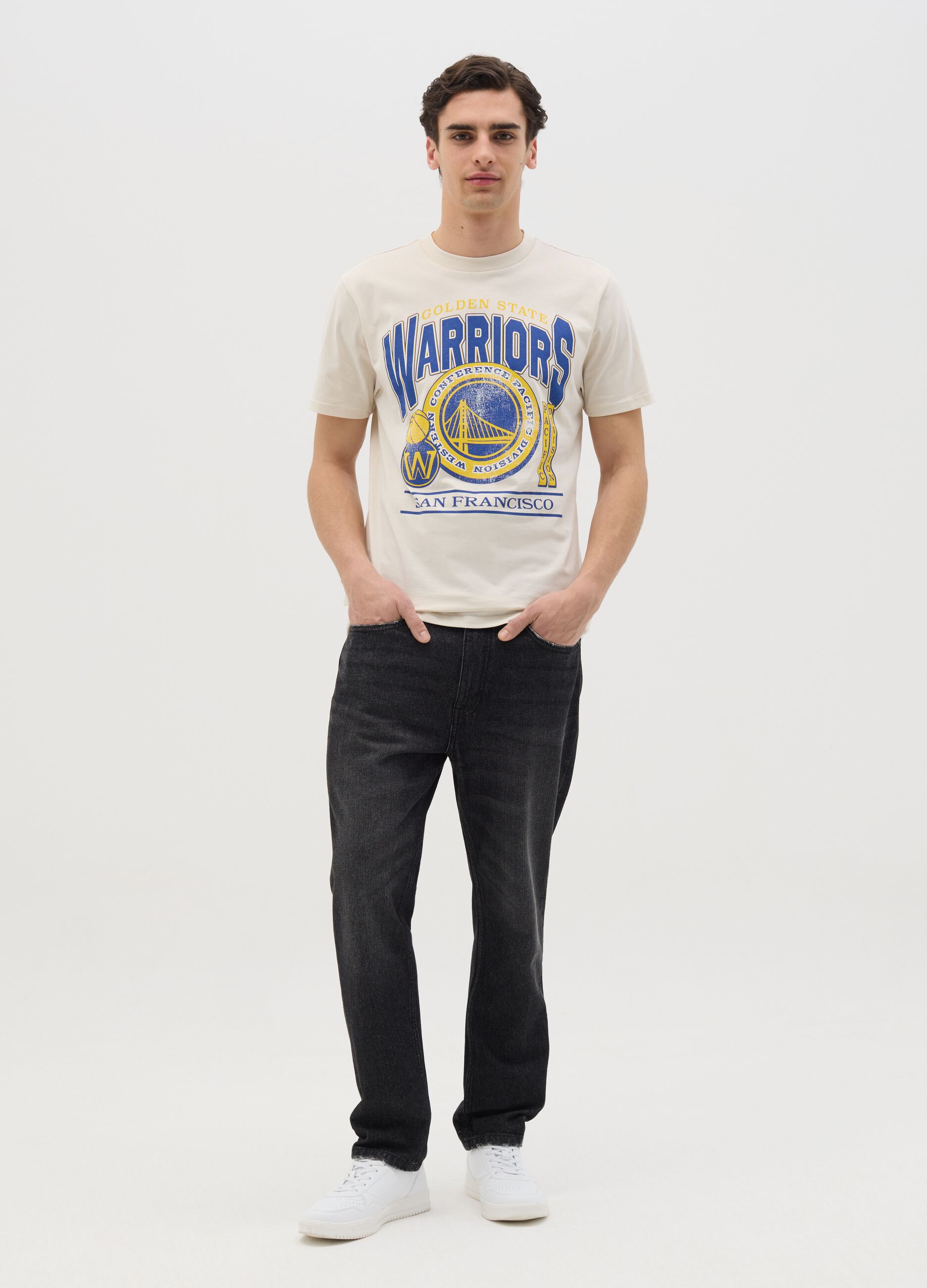 Beige NBA Golden State Warriors T-shirt
