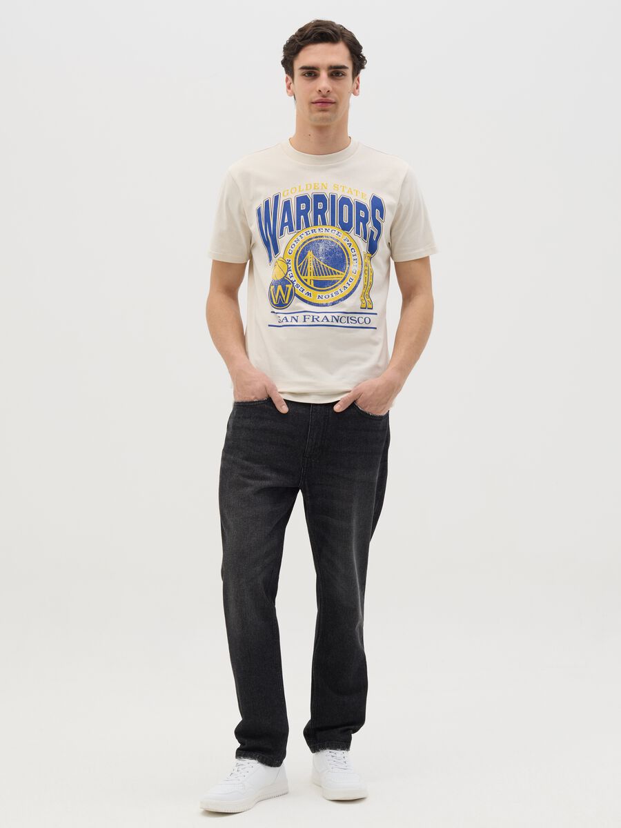 Beige NBA Golden State Warriors T-shirt_1