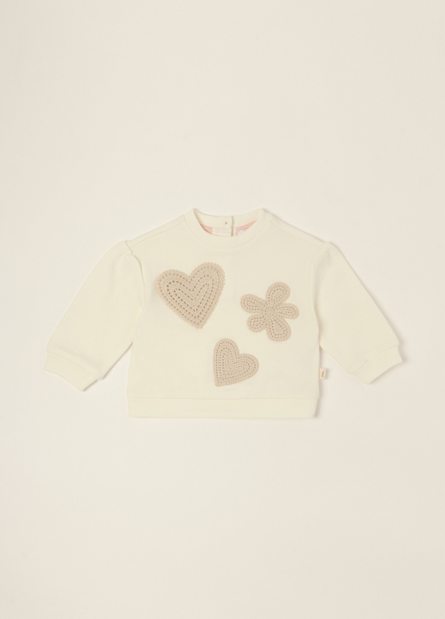 White baby girls&rsquo; sweatshirt with pure cotton details