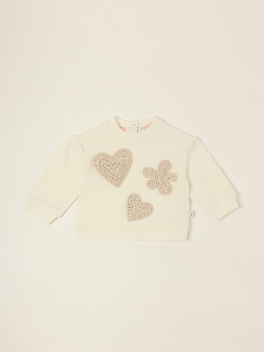 White baby girls&rsquo; sweatshirt with pure cotton details_0
