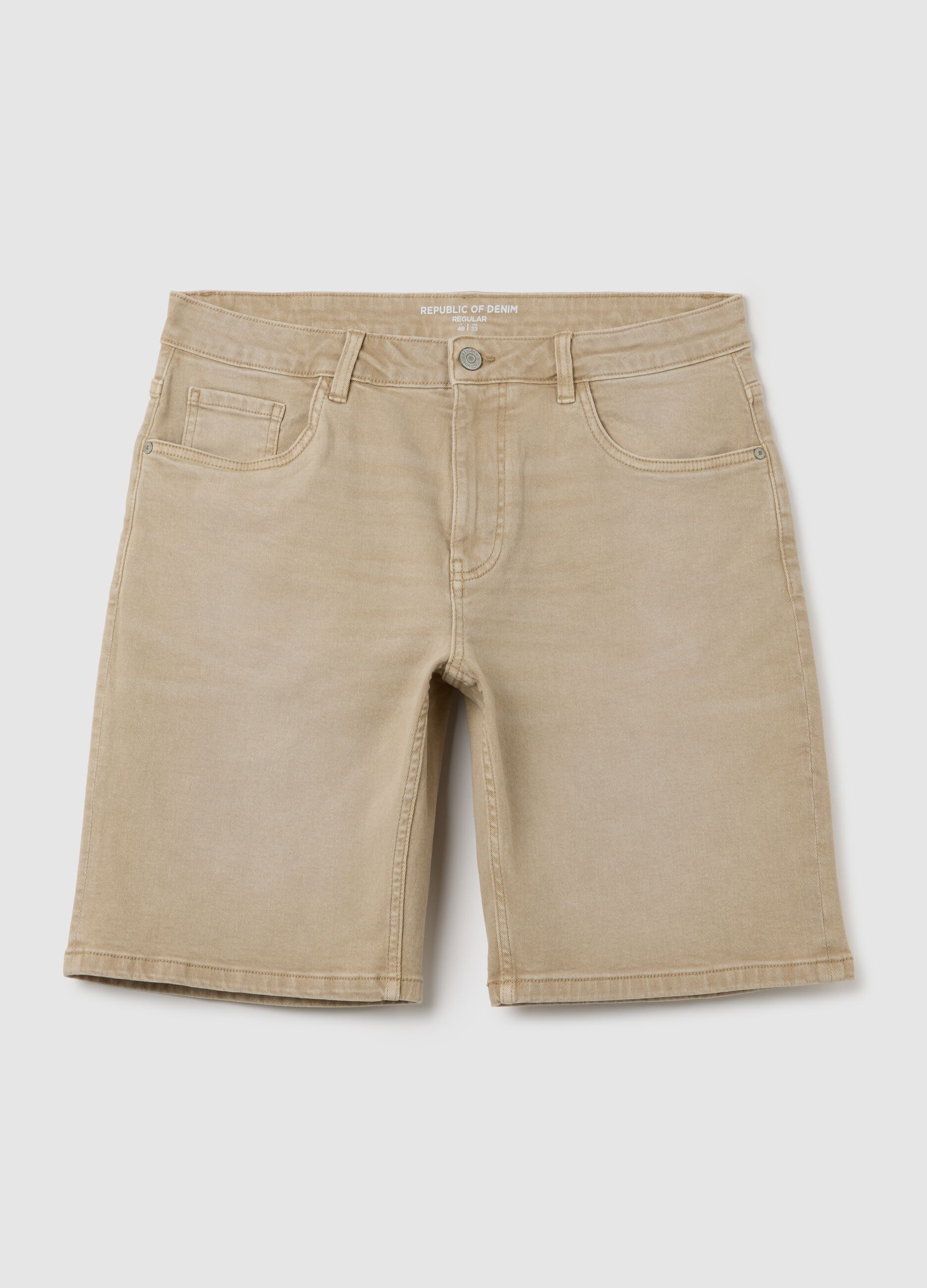 Bermuda da uomo in denim beige regular fit