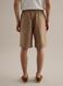 Regular Fit Brown Pure Linen Bermuda Shorts_2