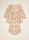 Beige pure viscose floral set with crew neck_0