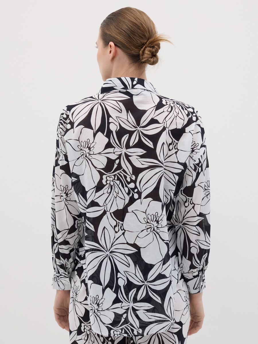 Women's long multicoloured shirt in 100% cotton with regular fit and print_3