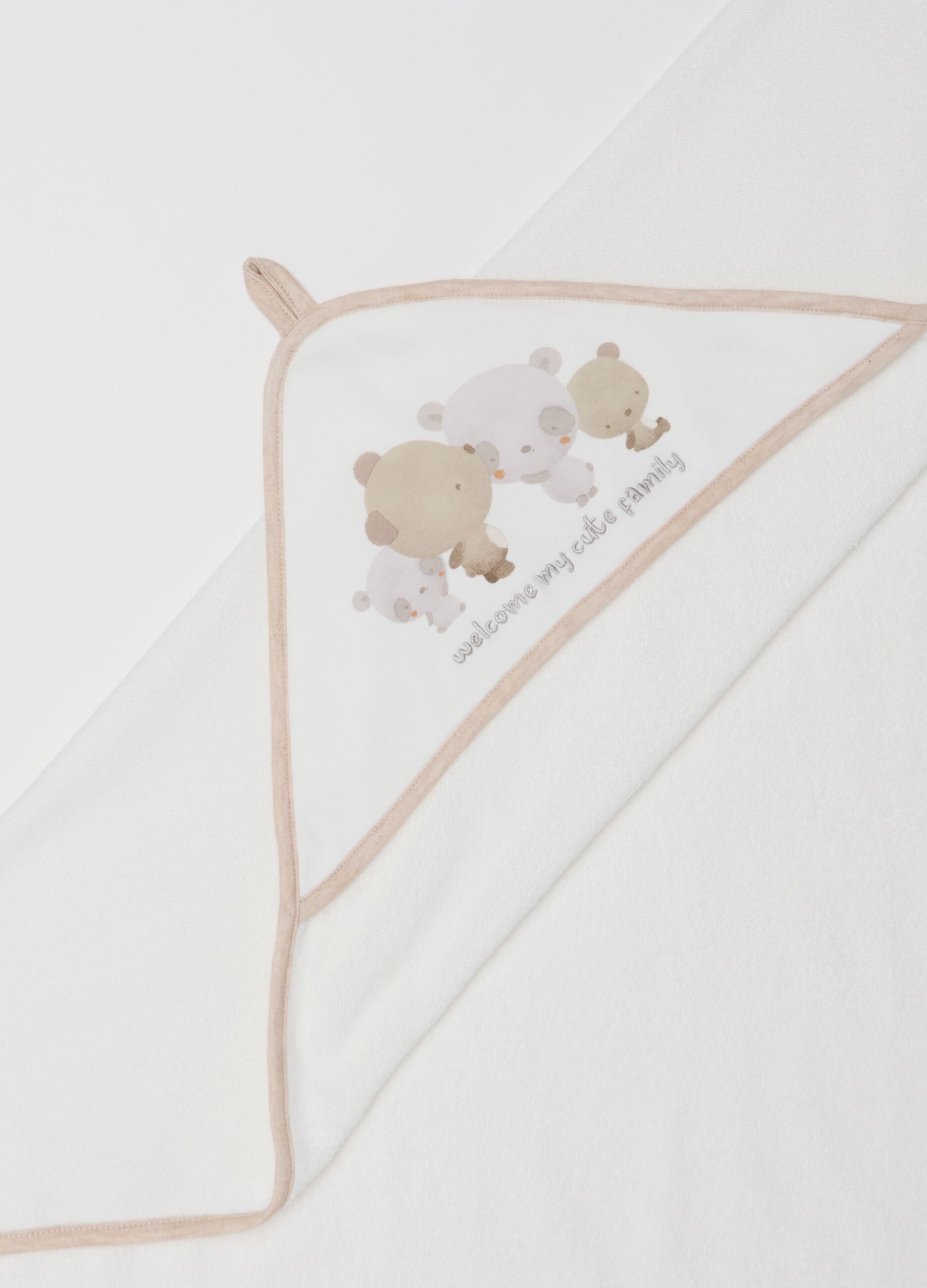 Multicolour cotton baby towel with bears