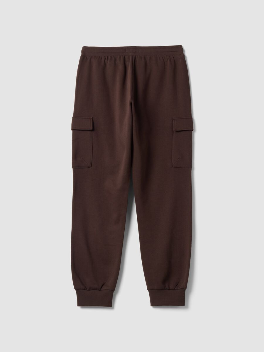 Pantaloni jogger cargo marroni in misto cotone con coulisse regular fit_2