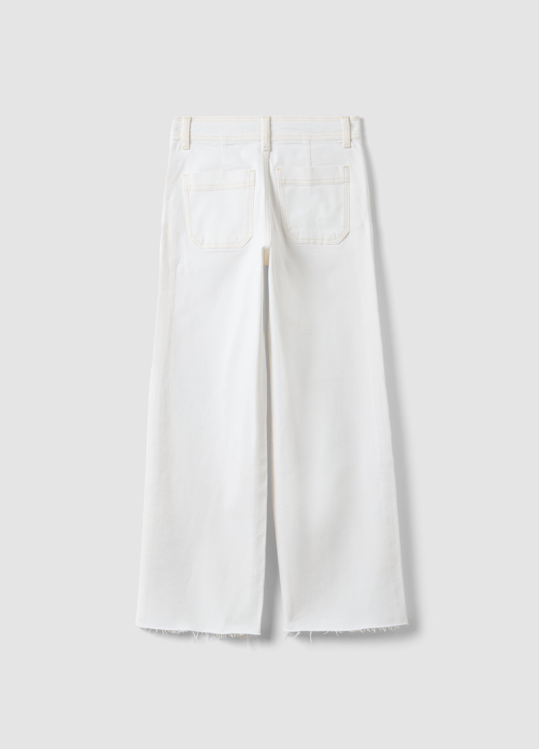 Pantaloni culotte in cotone elasticizzato bianchi da ragazza