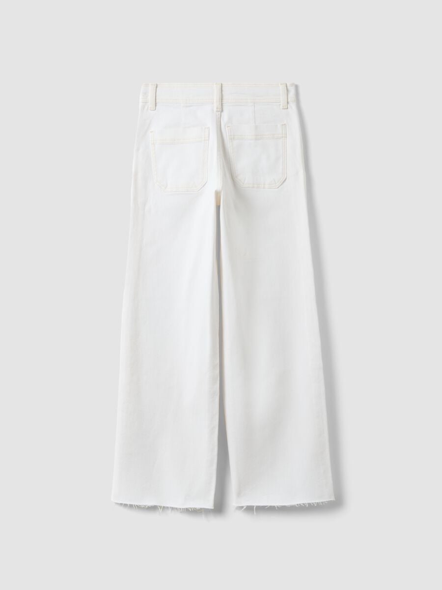 Pantaloni culotte in cotone elasticizzato bianchi da ragazza_4