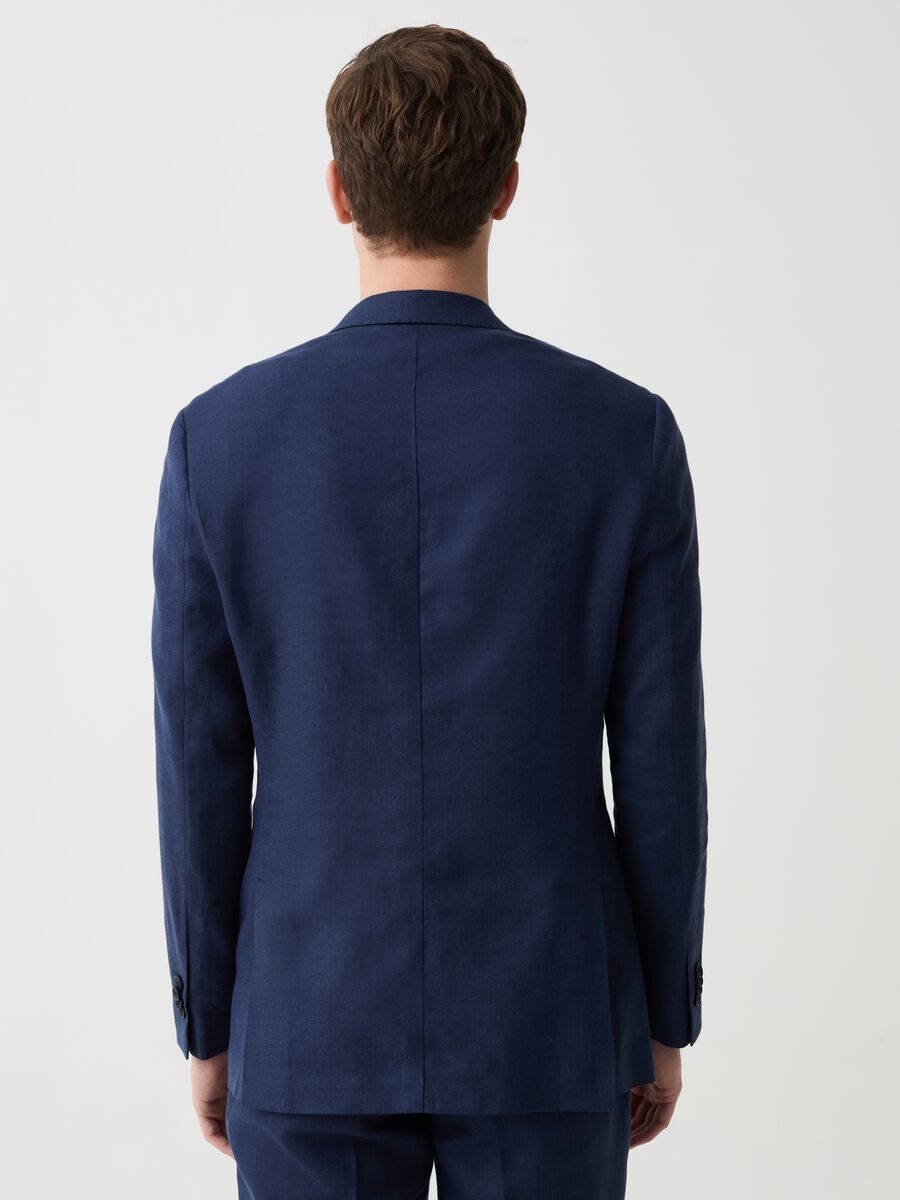 Slim-fit single-breasted blazer in linen_2