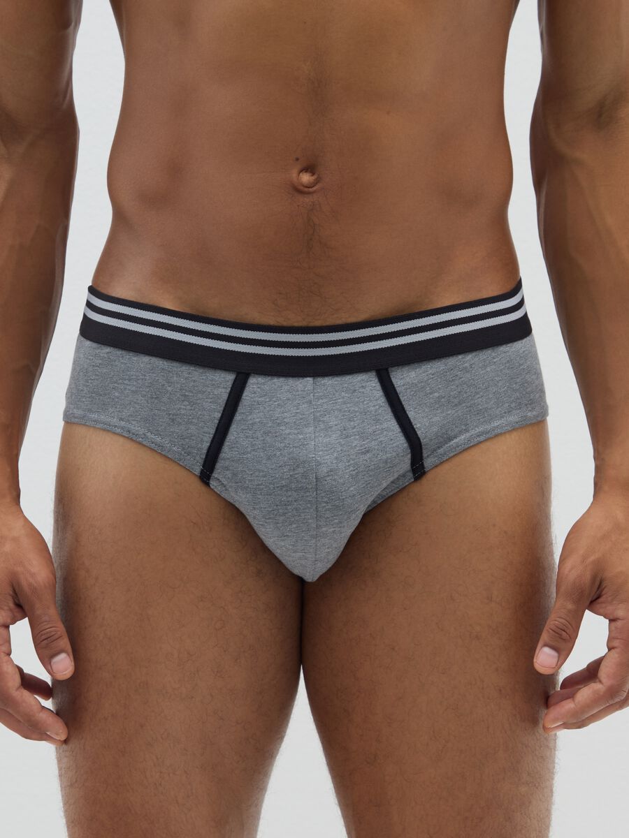 Set of multicolour regular fit cotton stretch brief tripack_1