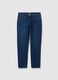 Blue denim cotton blend slim fit jeans_4