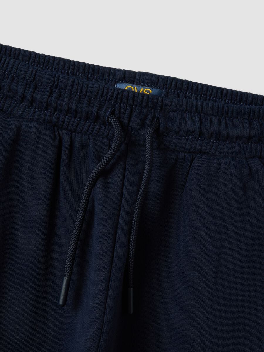 Pantaloni jogger blu in puro cotone regular fit_3