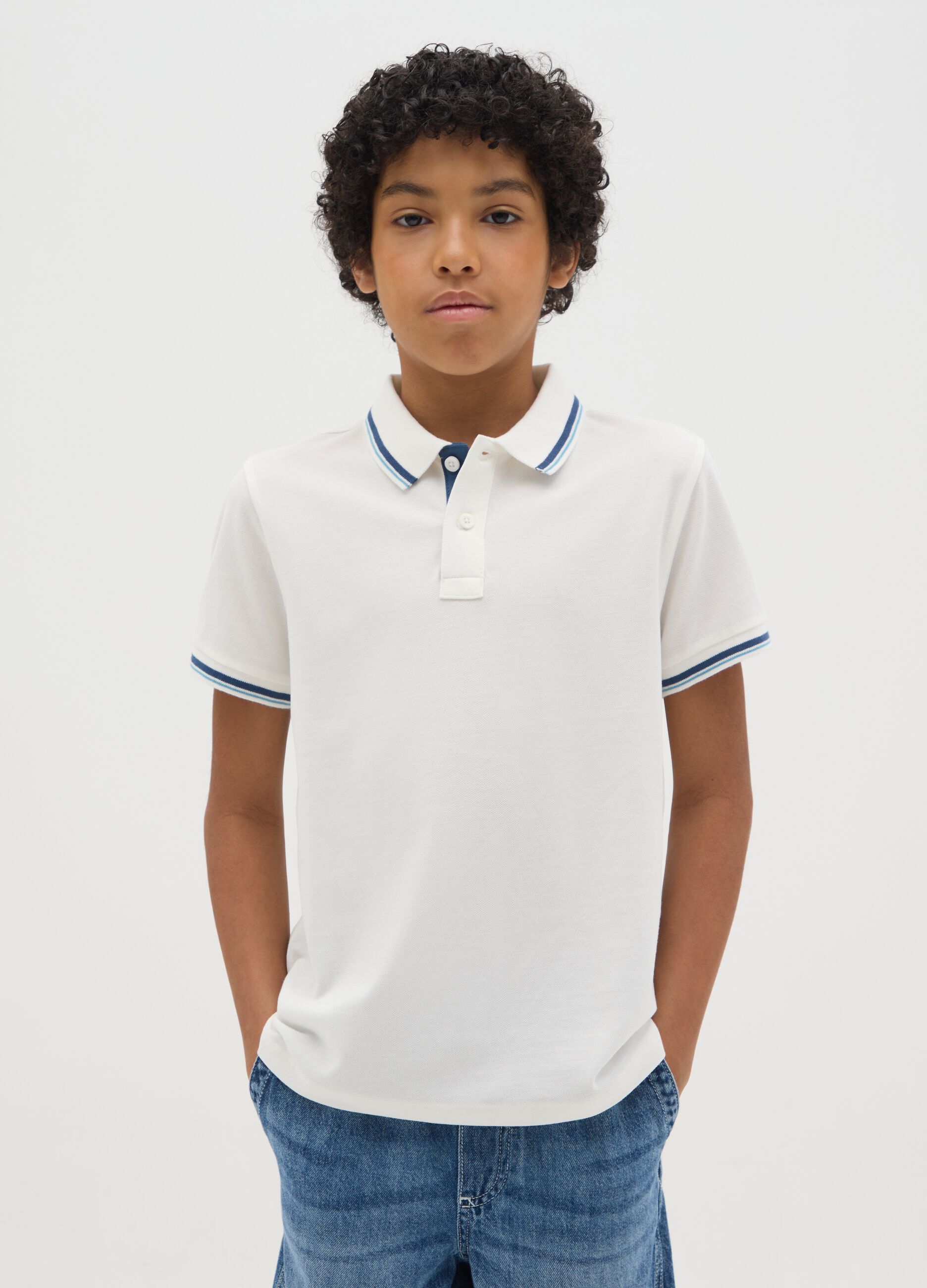 Boys' Pure Cotton White Polo Regular Fit