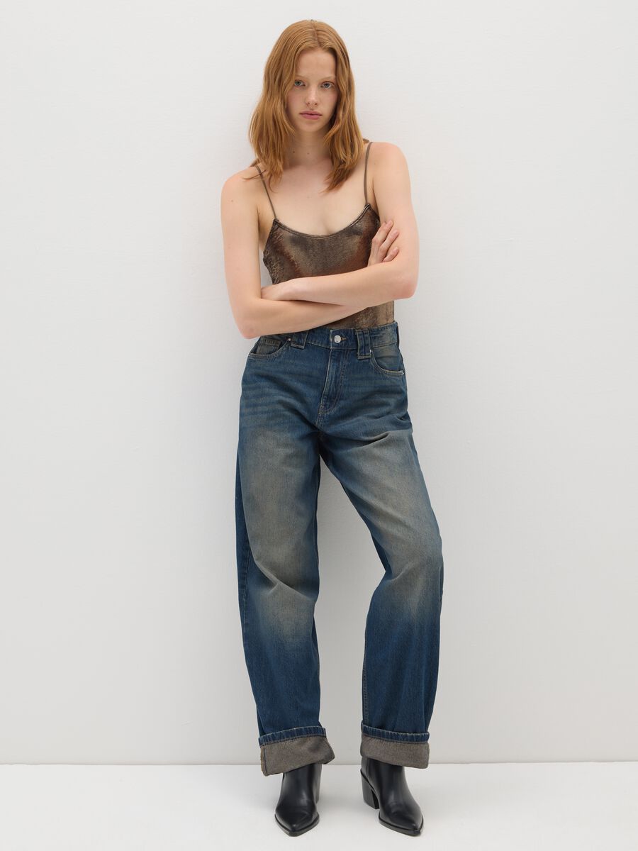 Fitted Elastic Brown Fabric Bodysuit_1
