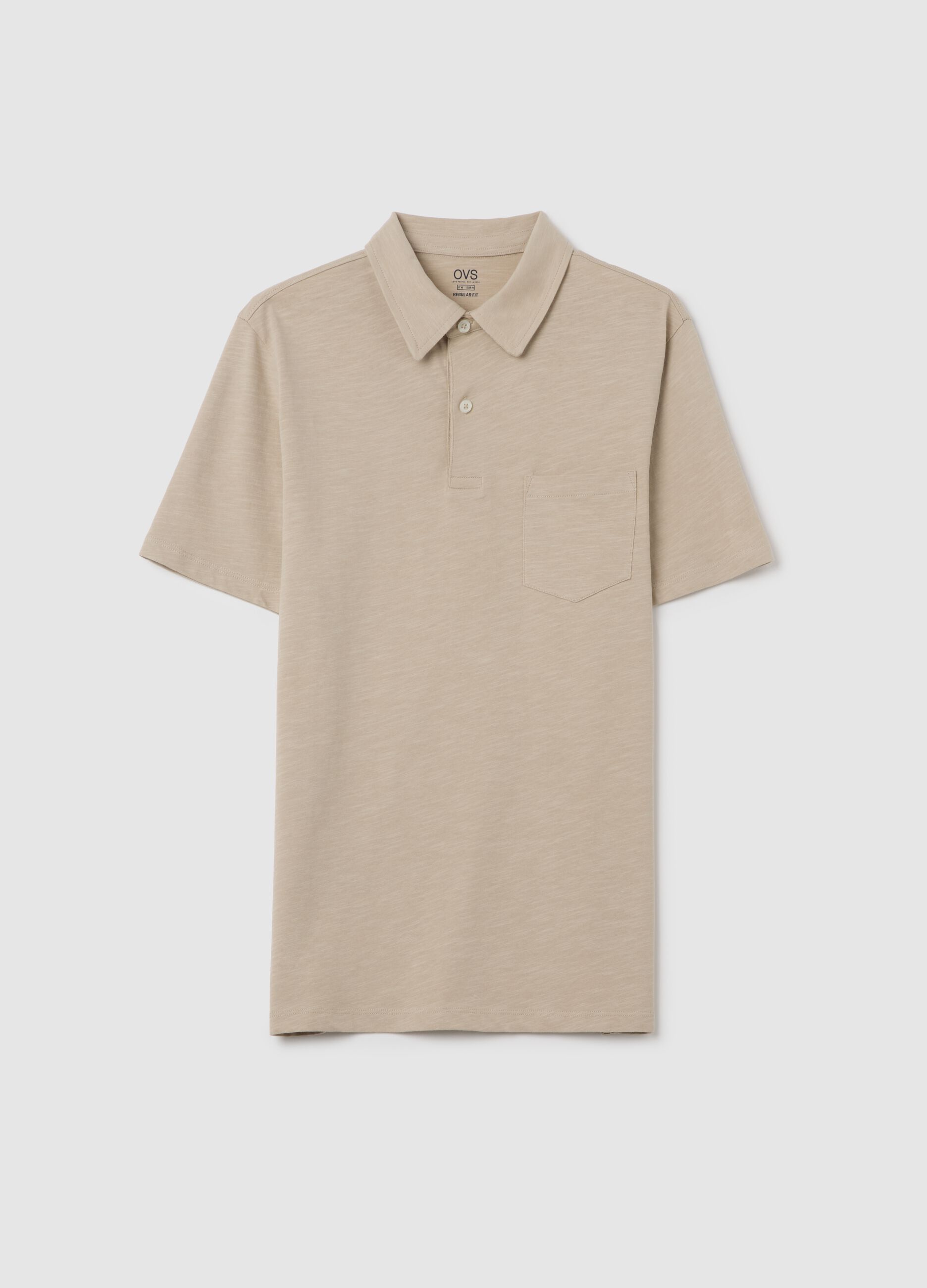 Men's Beige Pure Cotton Polo Regular Fit
