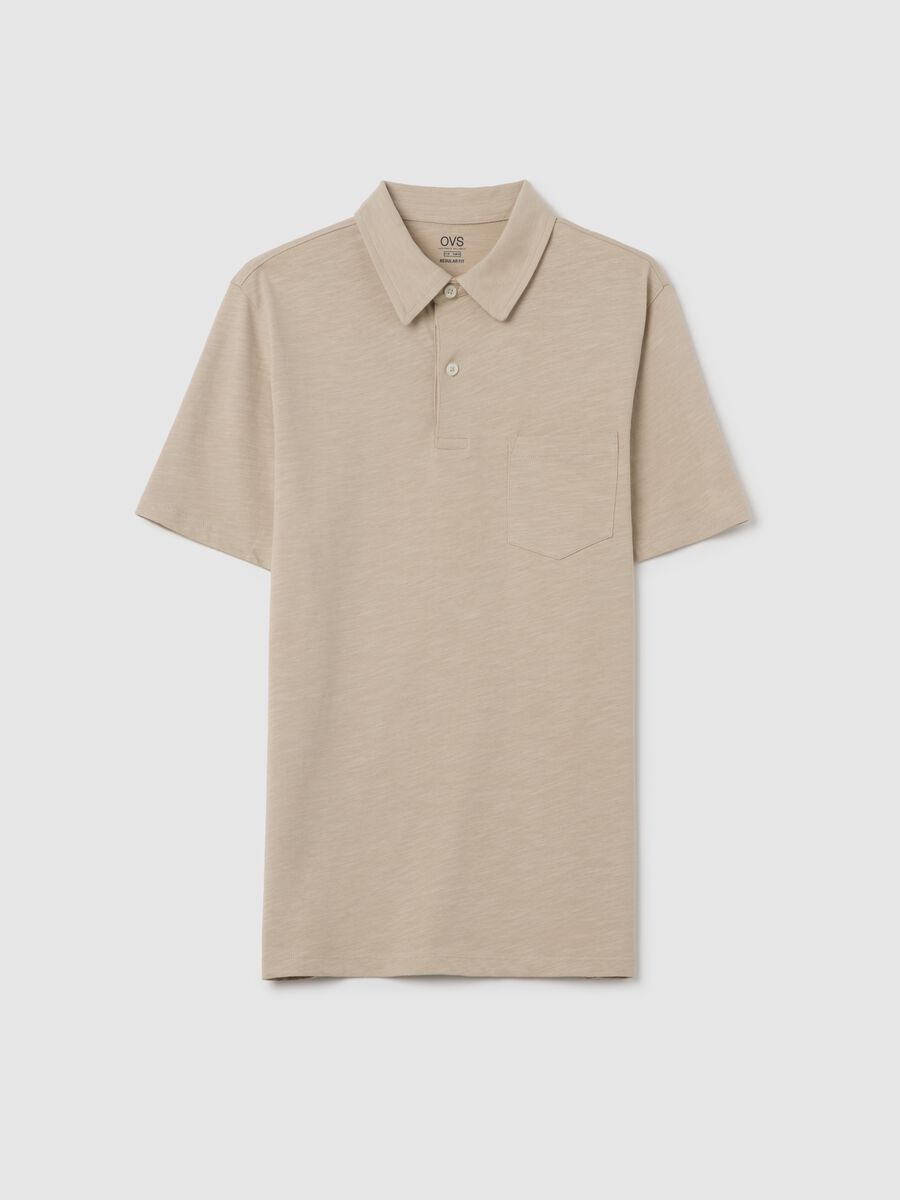 Men's Beige Pure Cotton Polo Regular Fit_4