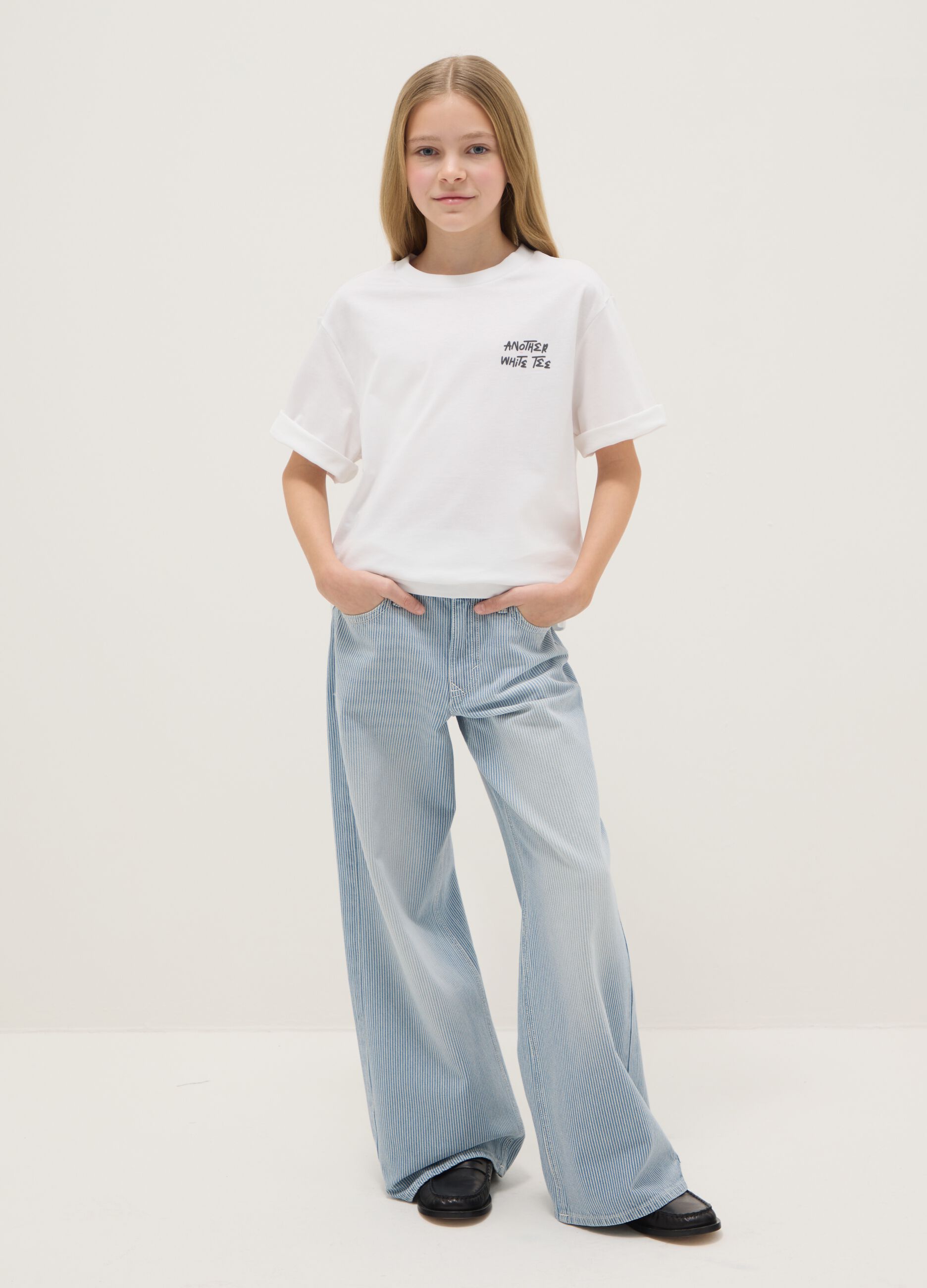 Girls' multicolour pure cotton wide leg trousers